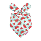 LunaMarie watermelon bandana soft fabric close-up highlighting premium craftsmanship and everyday comfort.