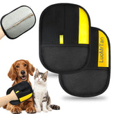 LUOMRTAN pet hair removal gloves pack two for efficient grooming on furniture and fabrics.