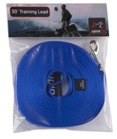 LupinePet Basics half inch blue 30-foot leash with secure self loop handle for small dogs