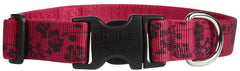 LupinePet Originals Plum Blossom collar worn by a dog demonstrates secure fit with welded D-ring.