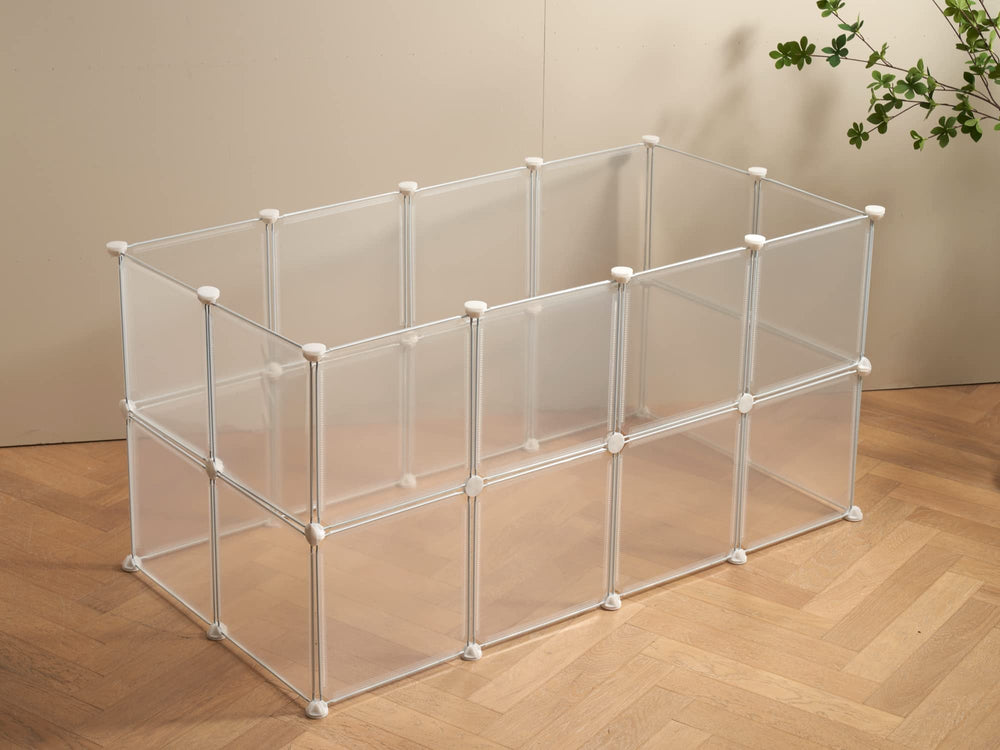 LURIVA transparent small animal playpen indoors keeps your pet visible during play.