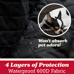 Lusso Gear universal-fit dog seat cover fits captain chairs and bucket seats.