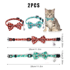 LUTER Christmas cat collar green Santa-elks design with adjustable fit