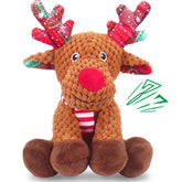 Luudoogs Christmas Reindeer dog toy front view for festive play and squeaky fun.
