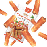 LuvChew gluten-free rawhide-free chicken rolls mini pack hero shows convenient packaging for small dogs