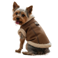 LUVMOJO Retro Aviator dog jacket front view provides cozy windproof warmth