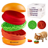 LuvMyFluff slow feeder bowl with hamburger design slows fast eaters for calmer meals.