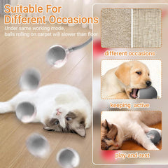 LVTEJPI Interactive Ball in action demonstrates unpredictable rolling for stimulation.