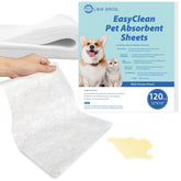 L&W BROS Easy Clean Pet Sheets packaging highlights convenience and value.