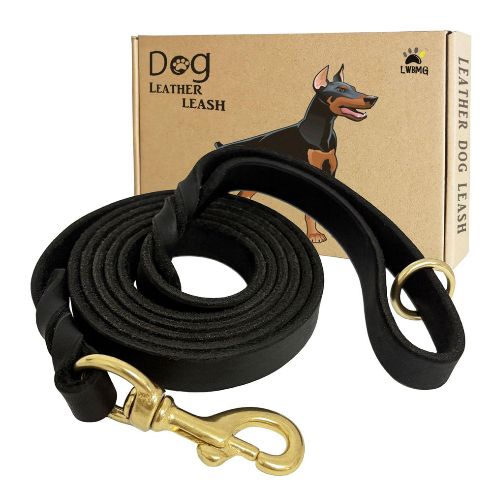 LWBMG leather dog leash 6ft braided for durable daily walks.