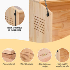 LWYMX wooden hamster cage acrylic-sides offer clear visibility for monitoring.