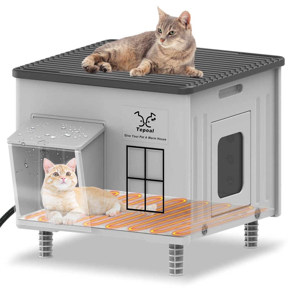 Lxheir Tepoal outdoor cat house front view highlights a weatherproof shelter for harsh winters