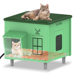 Lxheir Tepoal outdoor cat house winter view provides warmth for outdoor cats in cold weather.
