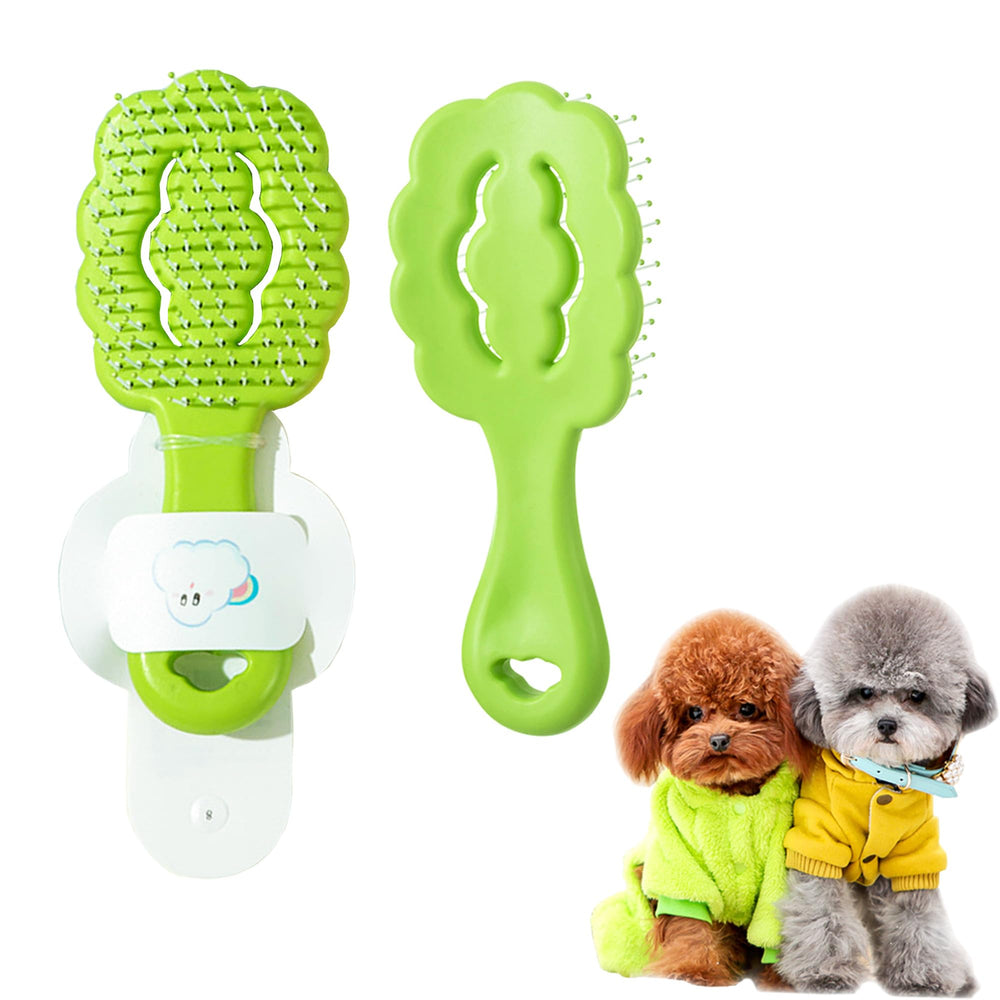 Lyaiwever cloud shape small dog brush in green for gentle detangling and skin-friendly grooming.
