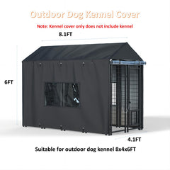 LYBOSH outdoor kennel cover front door view highlights weather shielding for pets.