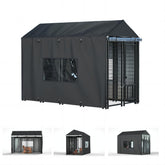 LYBOSH outdoor kennel cover side view shows full-coverage protection from wind and rain.