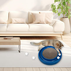 LYCTDD cat ball toy white ball in scratcher track installation view.
