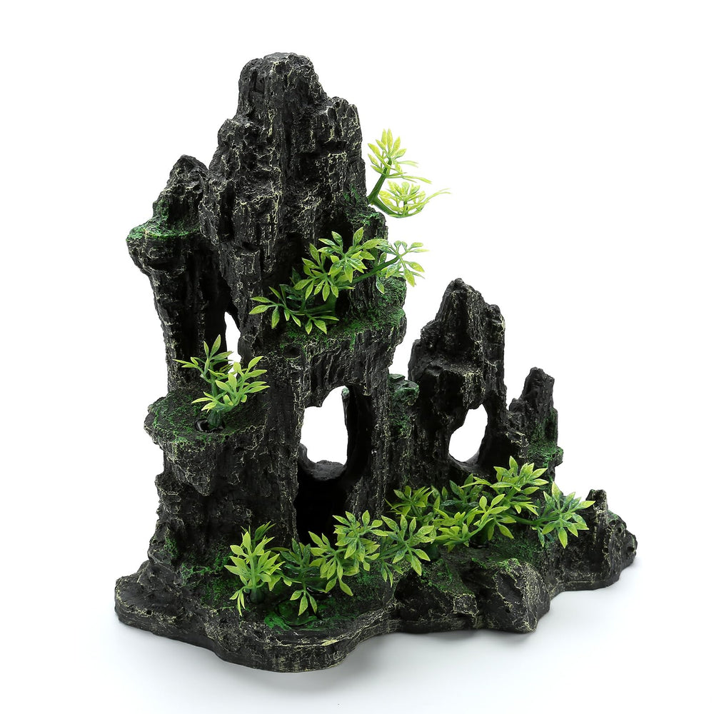 LYL LEYOULAND mountain view stone ornament adds natural depth and shelter for fish.