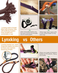 Lynxking dog leash slip lead adjustable-loop leather-stopper supports quick on-off fits for busy walks