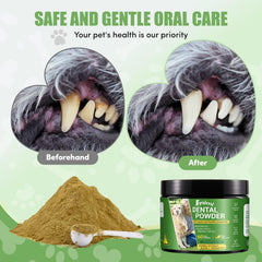 Lysimi dog dental powder tub close-up showing label and texture
