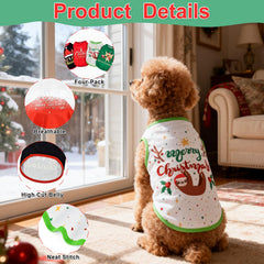 LyssKMK snowman pattern shirt, front view, playful holiday style for pets.
