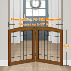 LZRS cherry wood gate installed in a doorway for pet containment.