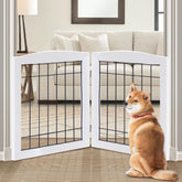 LZRS 2-Panel Wood Dog Gate front view shows sturdy chew-resistant construction for entryways.