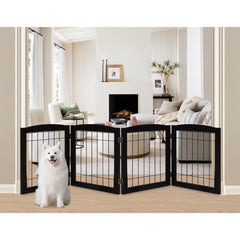 LZRS 4-panel gate assembly showcases sturdy wood and steel for durable indoor use.