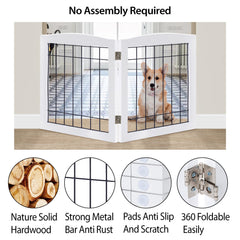 LZRS Wood and steel dog gate side view highlights durable combination for long-lasting use.