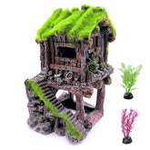 M2cbridge Betta Cave front view with green moss for natural fish hiding spots.