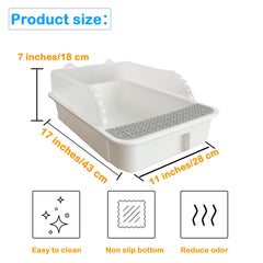 MUYG Open Cat Litter Box side view shows anti-splash high walls.