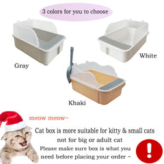 MUYG Open Cat Litter Box semi-enclosed design for privacy and odor containment.