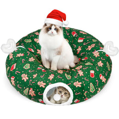 Maansfy cat tunnel bed green interactive ball close-up for extended play