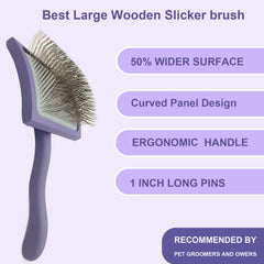 MABCM slicker cushion-pad retractable protects pet skin during brushing.