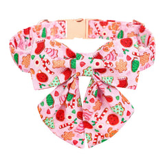 M MACA BATES Christmas pink dog collar with sailor bow for festive photos and safe wear
