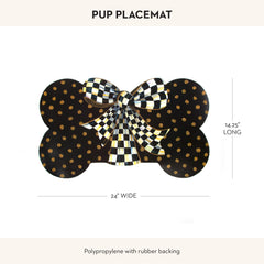 MACKENZIE-CHILDS Gold-dots-on-black surface adds luxe contrast to meals.
