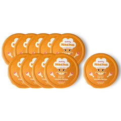 Made by Nacho wet cat food packaging shot showcases cage-free chicken and limited ingredients.