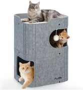 MADE 4 PETS cat house indoor 2-storey cube bed provides a private cozy retreat.