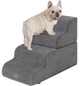 MADE 4 PETS dog stairs front view grey for safe bed climbs