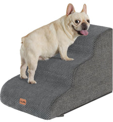 Made4Pets dog stairs grey 3-step bed access for safer, easier climbs.