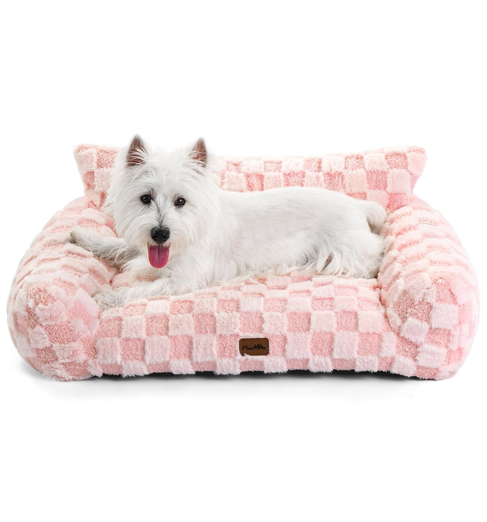 MADE 4 PETS pink medium indoor couch bed front view supports cozy naps