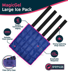 Magic Gel ice pack strap closeup showing durable fastening.
