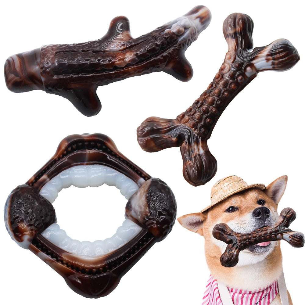 Magicorange three-pack dog chew toys provide durable entertainment for aggressive chewers.