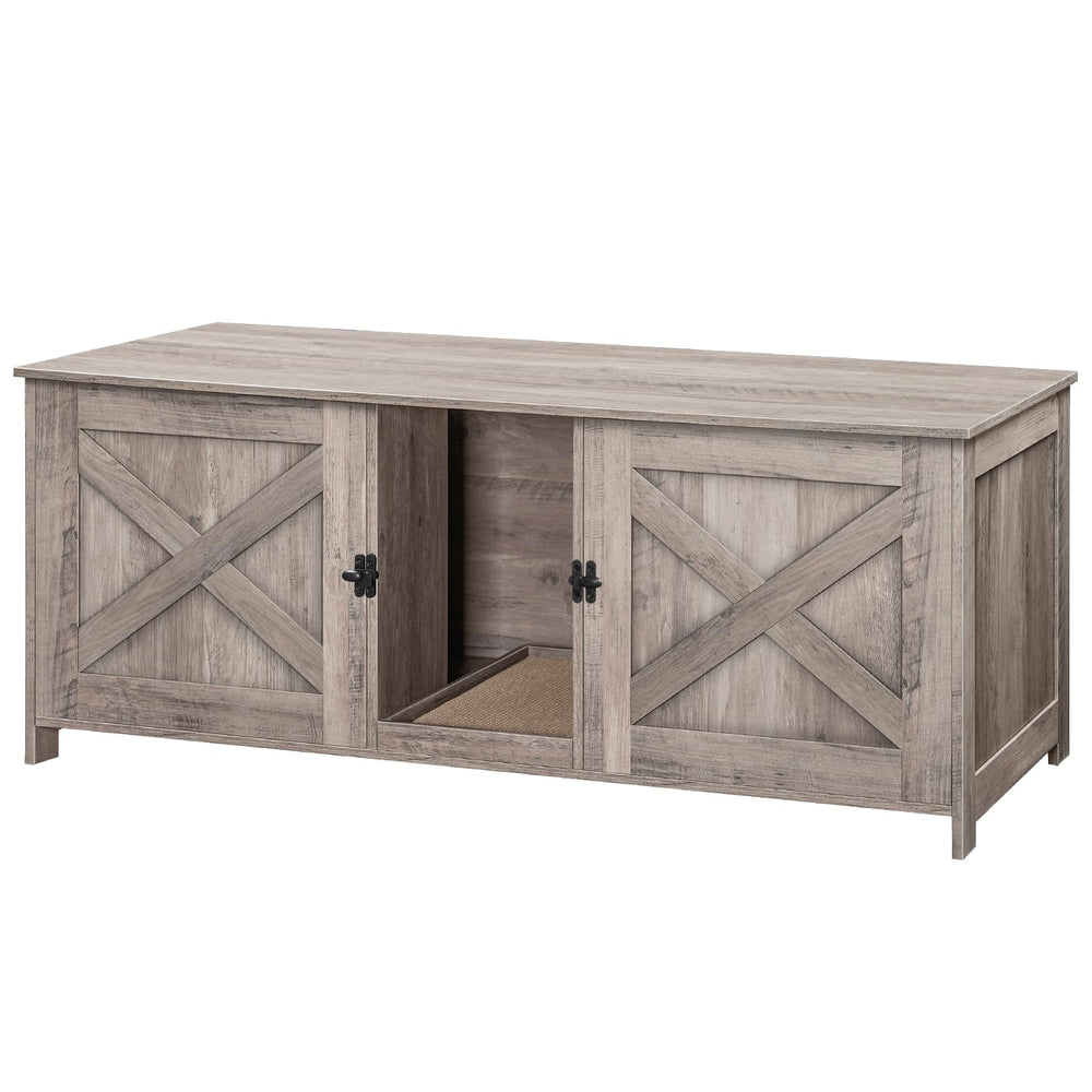 MAHANCRIS cat litter box enclosure, dual room layout for two cats, easy access