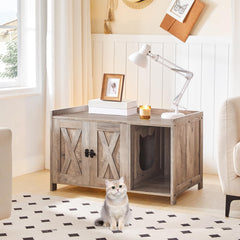 MAHANCRIS cat litter box enclosure side-entrance with cat head design for ventilation