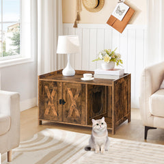 MAHANCRIS cat litter box enclosure side entry highlights easy access for quick cleaning