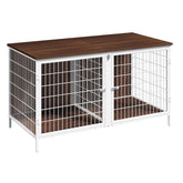 MAHANCRIS dog crate for two dogs with divider in assembly-ready setup.
