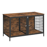 Mahancris dog crate furniture with removable divider for two dogs.