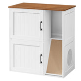 MAHANCRIS litter box enclosure for two cats front view highlighting dual entrances for airflow