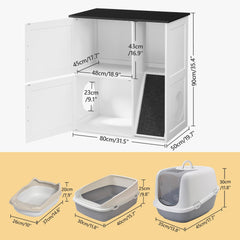Two-tier layout enables separate litter areas for cats.
